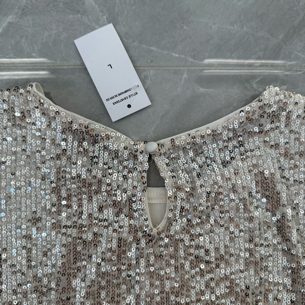 Women’s Cece Sleeveless Sequin Peplum Ruffle Top Party Holiday Size Large - Picture 9 of 16